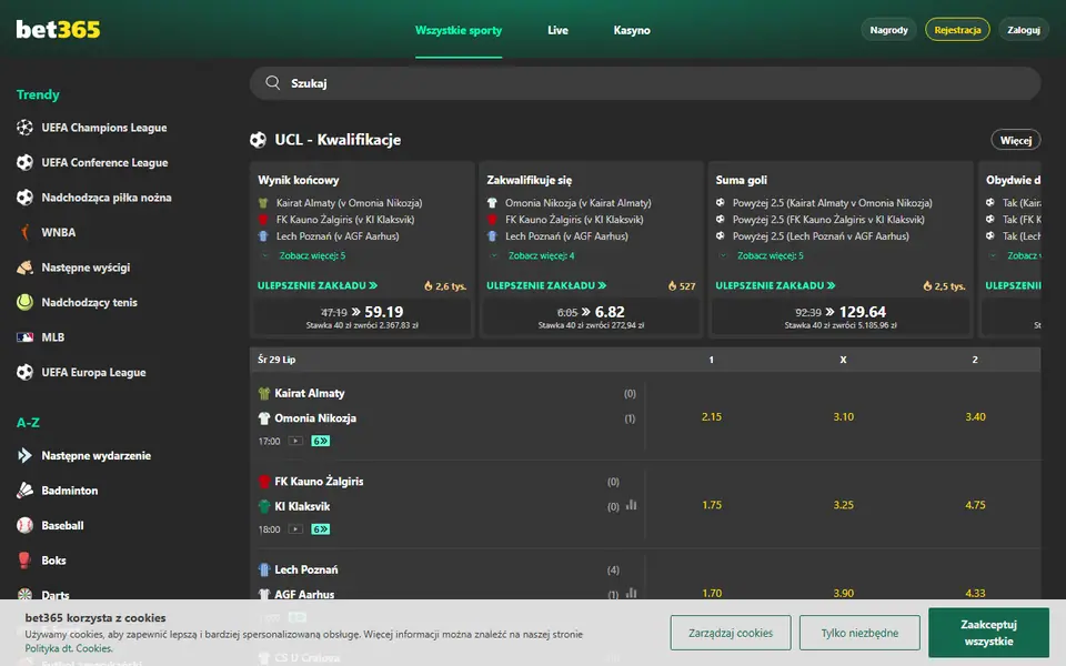 Screenshot of the bet365 Casino casino homepage