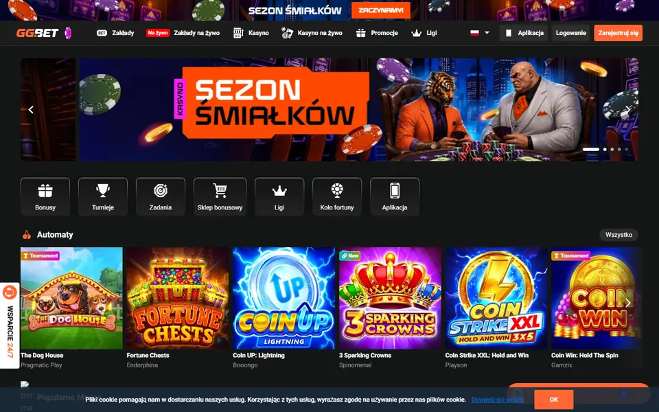 Screenshot of the GGBet casino homepage